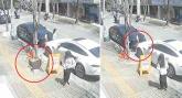 의자에 묶어둔 반려견이 벤츠 2대 파손 시켰는데 그냥 가는 견주 (영상)